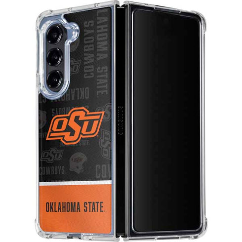 Oklahoma State University Split Jersey Galaxy Z Fold5 5G Clear Case