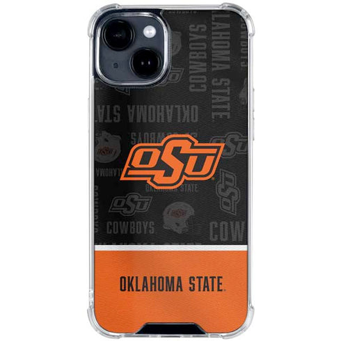 Oklahoma State University Split Jersey iPhone 14 Plus Clear Case