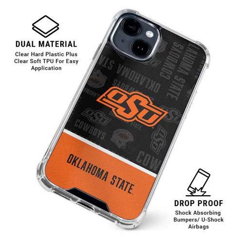 Oklahoma State University Split Jersey iPhone 14 Plus Clear Case