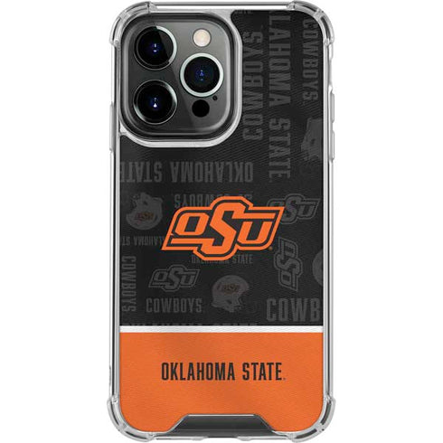 Oklahoma State University Split Jersey iPhone 14 Pro Clear Case