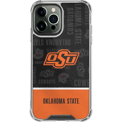 Oklahoma State University Split Jersey iPhone 14 Pro Max Clear Case