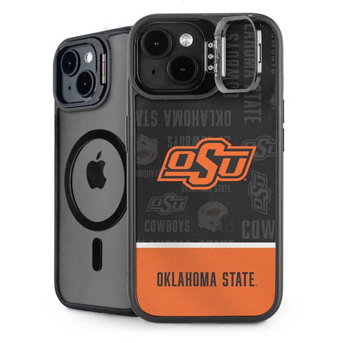Oklahoma State University Split Jersey iPhone 15 Plus Kickstand Case