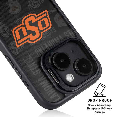 Oklahoma State University Split Jersey iPhone 15 Plus Kickstand Case