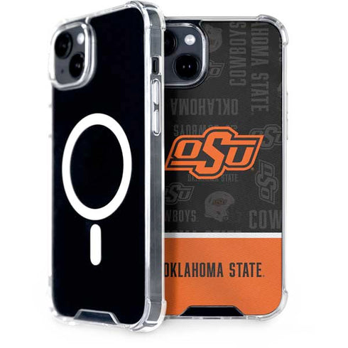 Oklahoma State University Split Jersey iPhone 15 Plus MagSafe Case