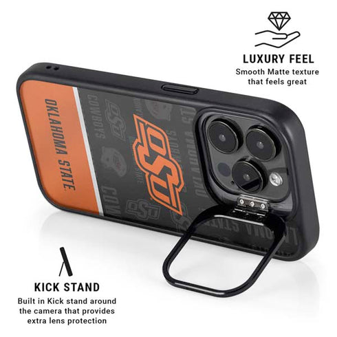 Oklahoma State University Split Jersey iPhone 15 Pro Kickstand Case
