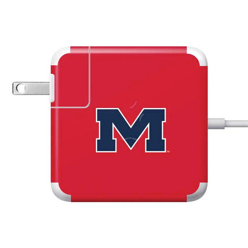 University of Mississippi Ole Miss Logo Red 85W Power Adapter (15 and 17 inch MacBook Pro Charger) Skin