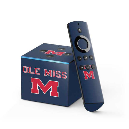 University of Mississippi Ole Miss Blue Fire TV Cube Skin
