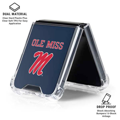 University of Mississippi Ole Miss Blue Galaxy Z Flip7 Clear Case