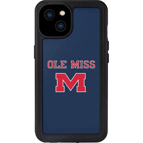 University of Mississippi Ole Miss Blue iPhone 15 Plus Waterproof Case