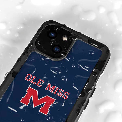 University of Mississippi Ole Miss Blue iPhone 15 Plus Waterproof Case