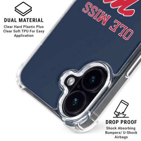 University of Mississippi Ole Miss Blue iPhone 16 Clear Case