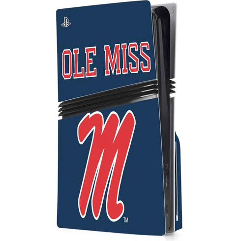 University of Mississippi Ole Miss Blue PS5 Pro Disk Console Skin