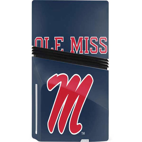 University of Mississippi Ole Miss Blue PS5 Pro Disk Console Skin