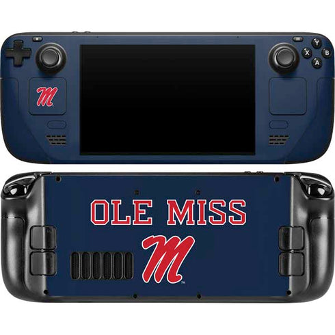 University of Mississippi Ole Miss Blue Steam Deck Handheld Gaming Computer OLED Skin