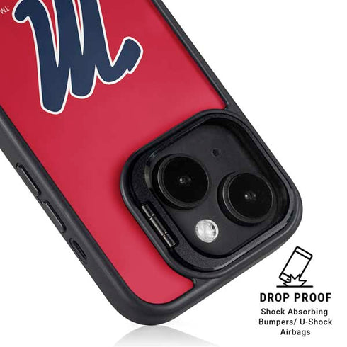 University of Mississippi Ole Miss Logo Red iPhone 14 Plus Kickstand Case