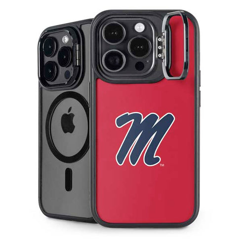 University of Mississippi Ole Miss Logo Red iPhone 14 Pro Max Kickstand Case