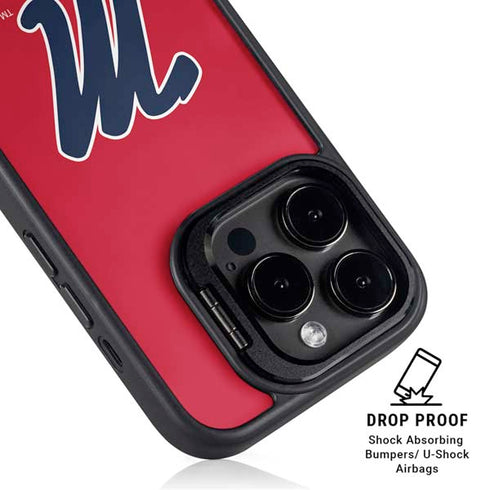 University of Mississippi Ole Miss Logo Red iPhone 14 Pro Max Kickstand Case