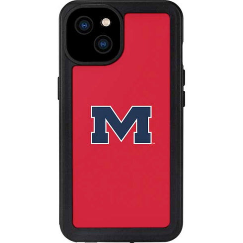 University of Mississippi Ole Miss Logo Red iPhone 15 Plus Waterproof Case