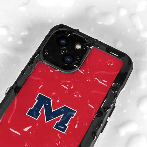 University of Mississippi Ole Miss Logo Red iPhone 15 Plus Waterproof Case