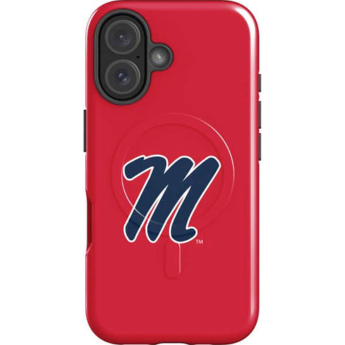 University of Mississippi Ole Miss Logo Red iPhone 16 Magsafe Impact Case