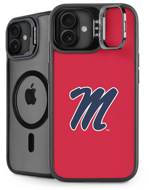 University of Mississippi Ole Miss Logo Red iPhone 16 Plus Kickstand Case
