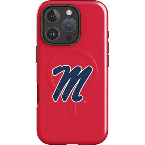 University of Mississippi Ole Miss Logo Red iPhone 16 Pro Max Magsafe Impact Case