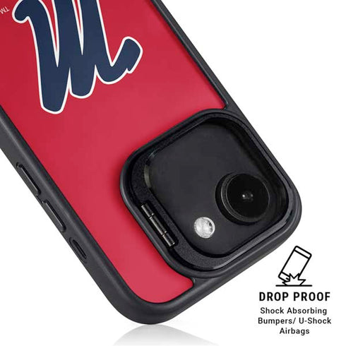 University of Mississippi Ole Miss Logo Red iPhone 16e Kickstand Case