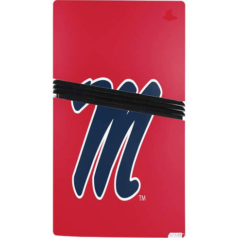 University of Mississippi Ole Miss Logo Red PS5 Pro Console Skin