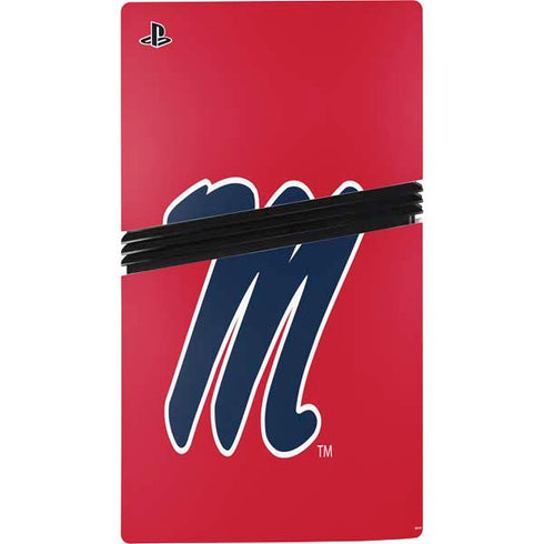 University of Mississippi Ole Miss Logo Red PS5 Pro Disk Bundle Skin