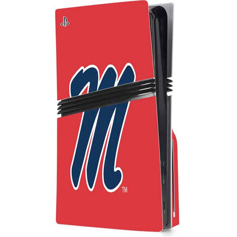 University of Mississippi Ole Miss Logo Red PS5 Pro Disk Console Skin