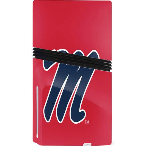 University of Mississippi Ole Miss Logo Red PS5 Pro Disk Console Skin