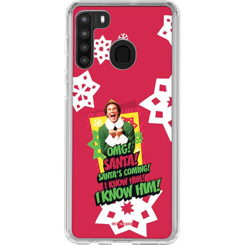 Elf OMG Santas Coming Galaxy A21 Clear Case