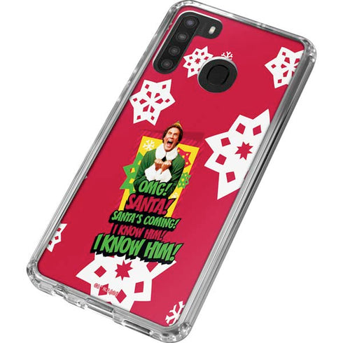Elf OMG Santas Coming Galaxy A21 Clear Case