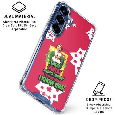 Elf OMG Santas Coming Galaxy S25 Clear Case