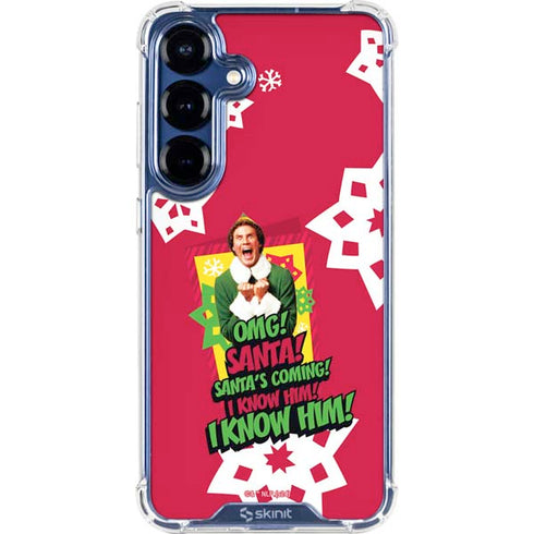 Elf OMG Santas Coming Galaxy S25 Plus Clear Case