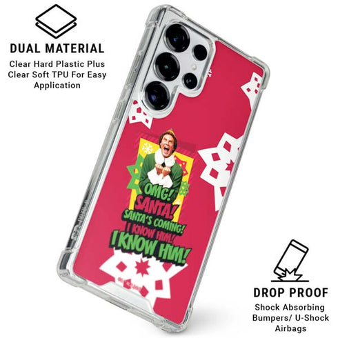 Elf OMG Santas Coming Galaxy S26 Ultra Clear Case