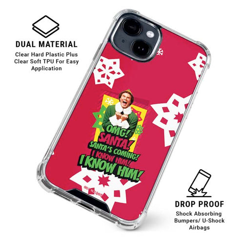 Elf OMG Santas Coming iPhone 15 Clear Case