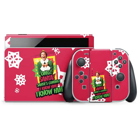 Elf OMG Santas Coming Nintendo Switch OLED (2021) Skin