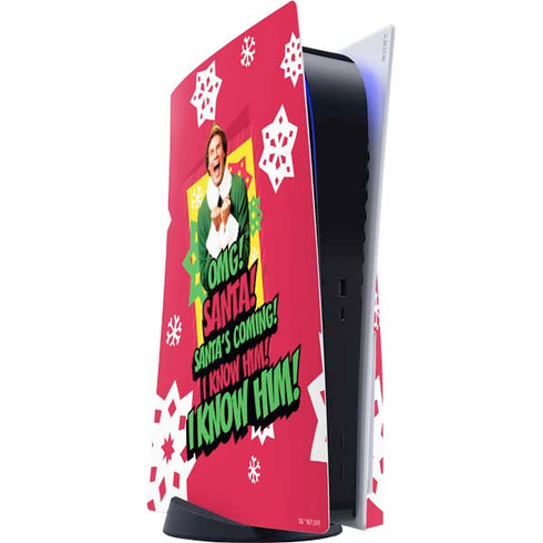 Elf OMG Santas Coming PS5 Console Skin