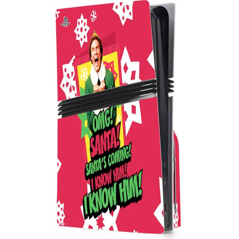 Elf OMG Santas Coming PS5 Pro Disk Console Skin
