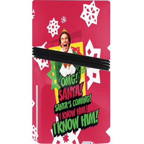 Elf OMG Santas Coming PS5 Pro Disk Console Skin