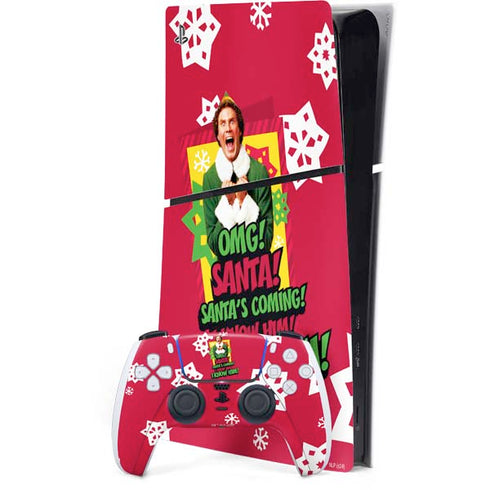 Elf OMG Santas Coming PS5 Slim Digital Edition Bundle Skin