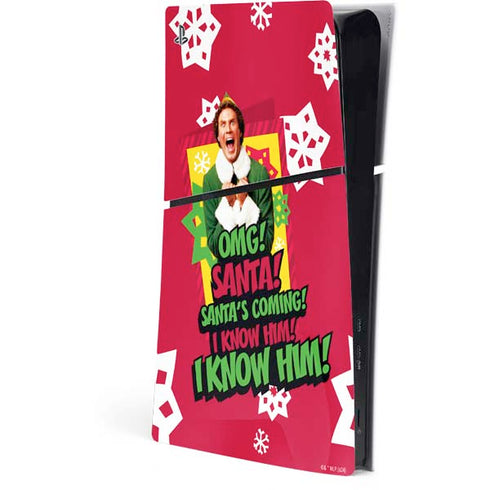 Elf OMG Santas Coming PS5 Slim Digital Edition Console Skin