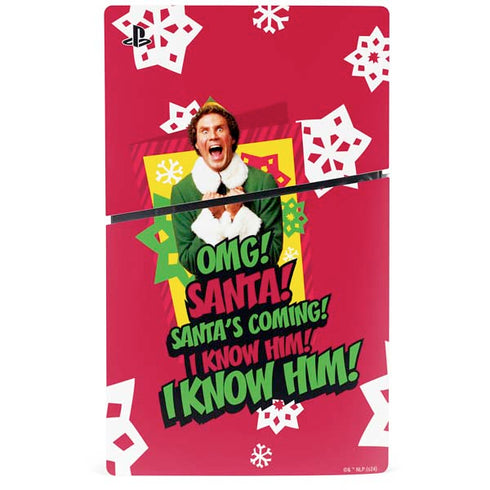 Elf OMG Santas Coming PS5 Slim Digital Edition Console Skin