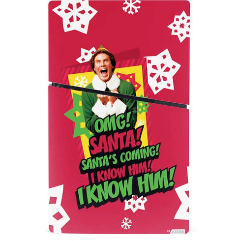 Elf OMG Santas Coming PS5 Slim Digital Edition Console Skin