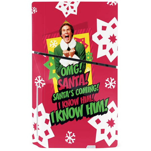 Elf OMG Santas Coming PS5 Slim Disk Console Skin