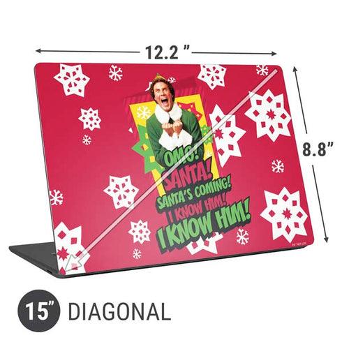 Elf OMG Santas Coming Universal Laptop 15in (12.2 x 8.8in) Skin