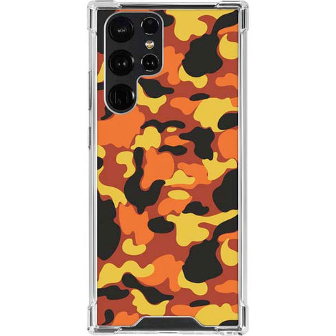Orange Camo Galaxy S23 Ultra Clear Case