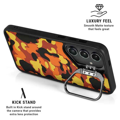 Orange Camo Galaxy S24 FE Kickstand Case