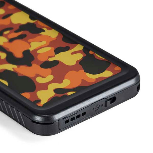 Orange Camo Galaxy S24 Plus Waterproof Case